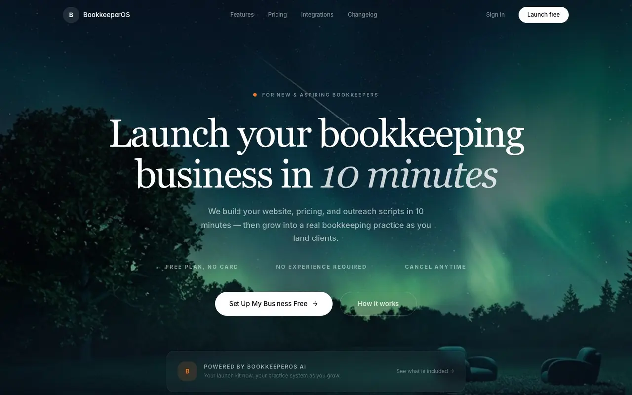 BookkeeperOS home screen
